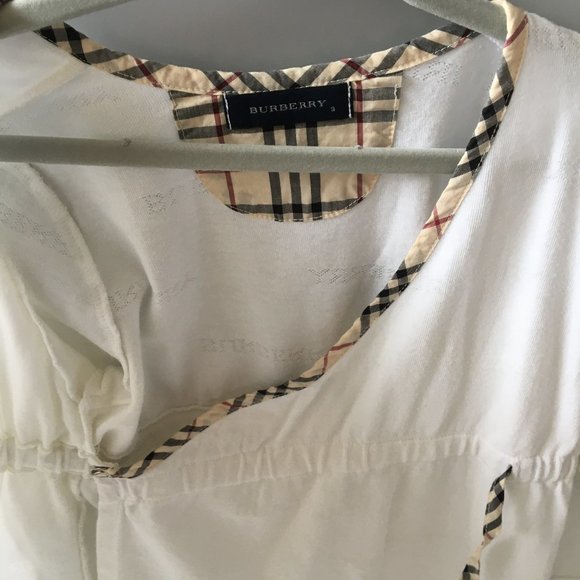 BURBERRY White Nova Check lined Wrap Shirt Size 3 - Picture 5 of 7